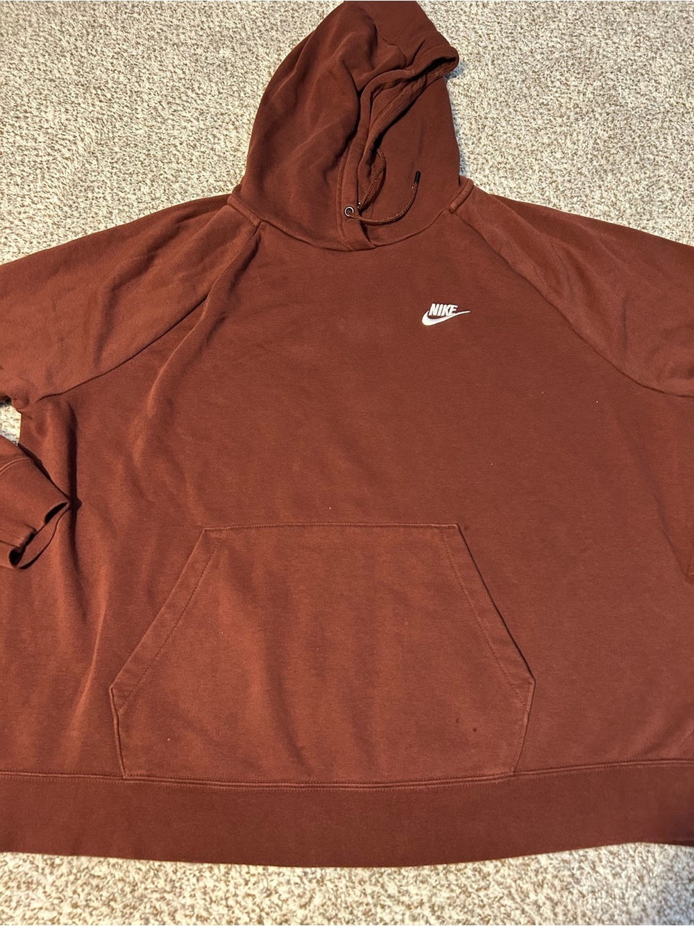 Nike Men's  Brown Hoodie with White Swoosh